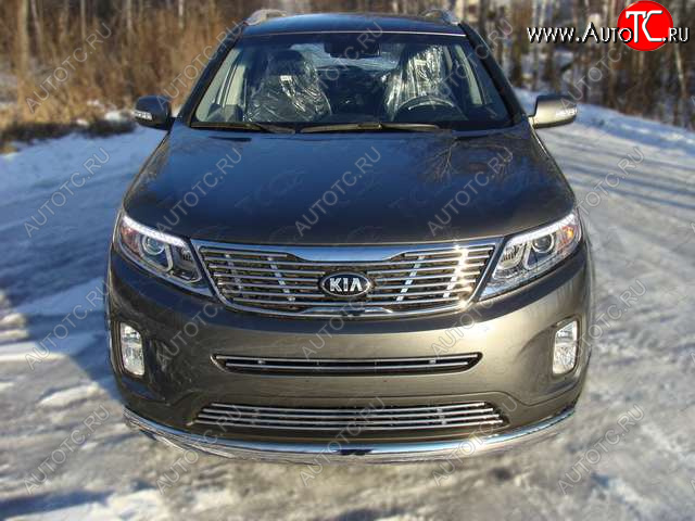 6 099 р. Нижняя декоративная вставка в бампер ТСС Тюнинг  KIA Sorento  XM (2012-2015) рестайлинг (d 12 мм)  с доставкой в г. Королёв