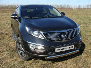 Защита передняя нижняя овальная короткая 75х42 мм ТСС Тюнинг KIA (КИА) Sportage (Спортаж)  3 SL (2014-2016) 3 SL рестайлинг ()