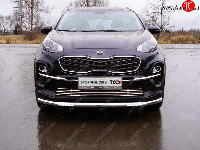 38 949 р. Защита переднего бампера нижняя с ДХО 60,3 мм ТСС Тюнинг  KIA Sportage  4 QL (2018-2022) рестайлинг (нержавейка)  с доставкой в г. Королёв