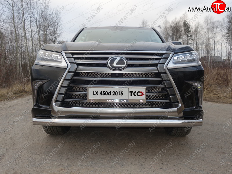 26 499 р. Защита переднего бампера нижняя 76,1 мм ТСС Тюнинг Lexus LX570 J200 2-ой рестайлинг (2015-2022) (нержавейка)  с доставкой в г. Королёв