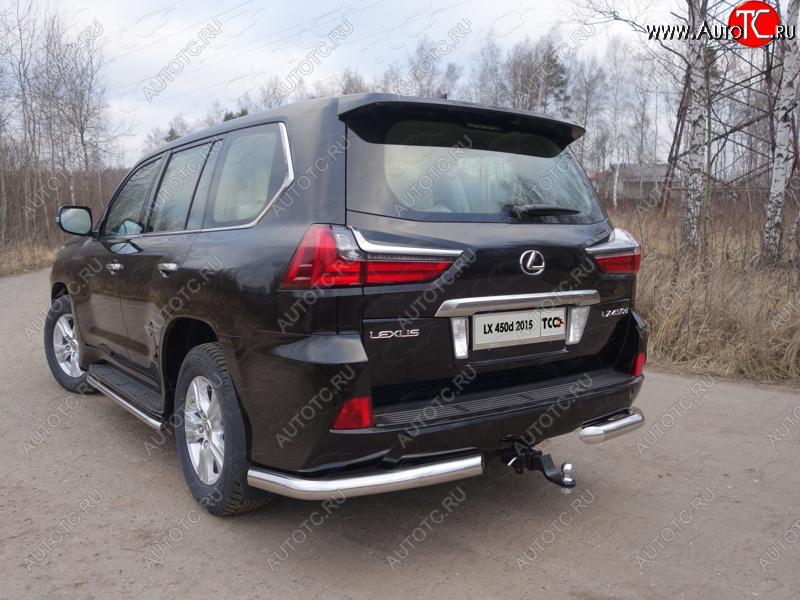 22 999 р. Защита задняя (уголки, нержавейка 76,1 мм) ТСС Тюнинг Lexus LX450d J200 2-ой рестайлинг (2015-2022)  с доставкой в г. Королёв