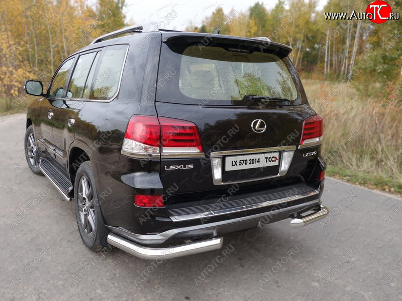 26 699 р. Защита задняя (уголки, нержавейка 76,1 мм) ТСС Тюнинг  Lexus LX570  J200 (2012-2015) 1-ый рестайлинг  с доставкой в г. Королёв