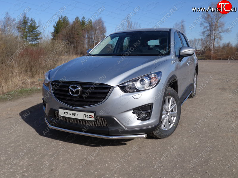 15 549 р. Защита переднего бампера нижняя d42,4 мм ТСС Тюнинг Mazda CX-5 KE рестайлинг (2015-2017) (нержавейка)  с доставкой в г. Королёв