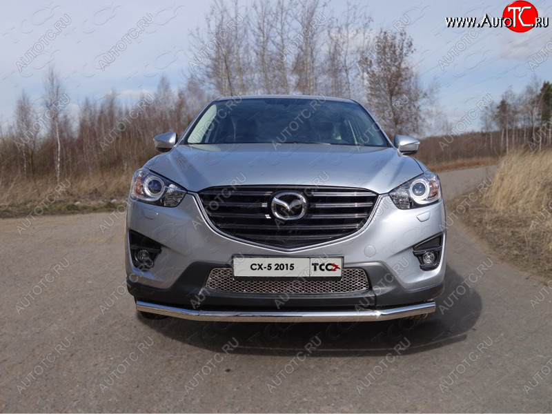 18 699 р. Защита переднего бампера нижняя d60,3 мм ТСС Тюнинг Mazda CX-5 KE рестайлинг (2015-2017) (нержавейка)  с доставкой в г. Королёв