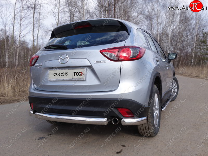 9 749 р. Защита заднего бампера (уголки, d75х42 мм) TCC  Mazda CX-5  KE (2015-2017) рестайлинг  с доставкой в г. Королёв