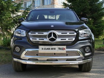 Защита передняя нижняя овальная с ДХО 75х42 мм ТСС Тюнинг Mercedes-Benz X class W470 (2017-2020) ()