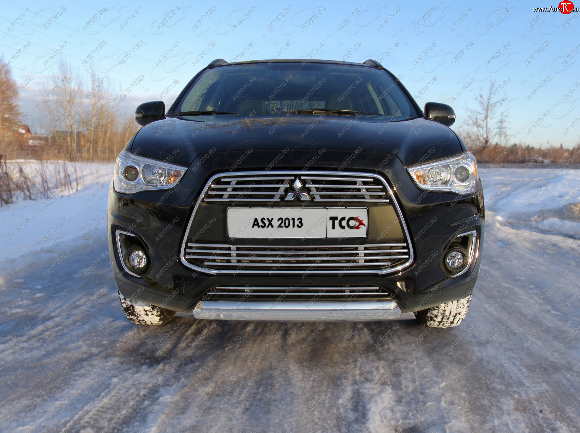 13 499 р. Защита переднего бампера нижняя овальная 75*42 мм ТСС Тюнинг  Mitsubishi ASX (2013-2016) 1-ый рестайлинг (нержавейка)  с доставкой в г. Королёв