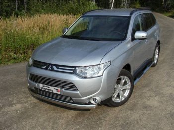 Защита переднего бампера нижняя овальная 75*42 мм ТСС Тюнинг Mitsubishi Outlander GF дорестайлинг (2012-2014)  (нержавейка)