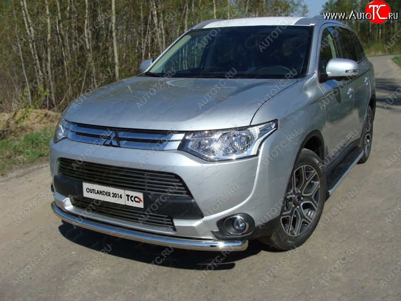 18 699 р. Защита переднего бампера нижняя d60,3 мм ТСС Тюнинг  Mitsubishi Outlander  GF (2014-2016) 1-ый рестайлинг (нержавейка)  с доставкой в г. Королёв