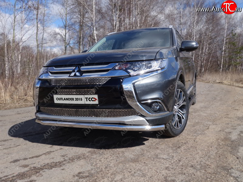 22 999 р.  Защита передняя нижняя длинная 60,3 мм ТСС Тюнинг Mitsubishi Outlander GF 2-ой рестайлинг (2015-2018) (нержавейка)  с доставкой в г. Королёв