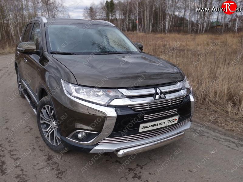 21 899 р. Защита переднего бампера нижняя овальная 75*42 мм ТСС Тюнинг  Mitsubishi Outlander  GF (2015-2018) 2-ой рестайлинг (нержавейка)  с доставкой в г. Королёв