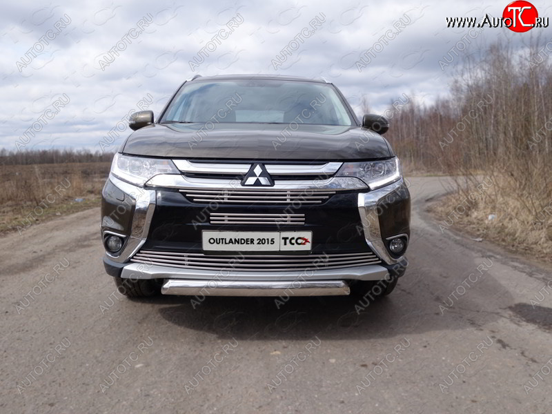 9 349 р. Нижняя декоративная вставка в бампер ТСС Тюнинг  Mitsubishi Outlander  GF (2015-2018) 2-ой рестайлинг (d 12 мм)  с доставкой в г. Королёв