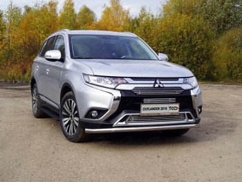 Защита передняя нижняя длинная 60,3 мм ТСС Тюнинг Mitsubishi Outlander GF 3-ий рестайлинг (2018-2022)  (нержавейка)