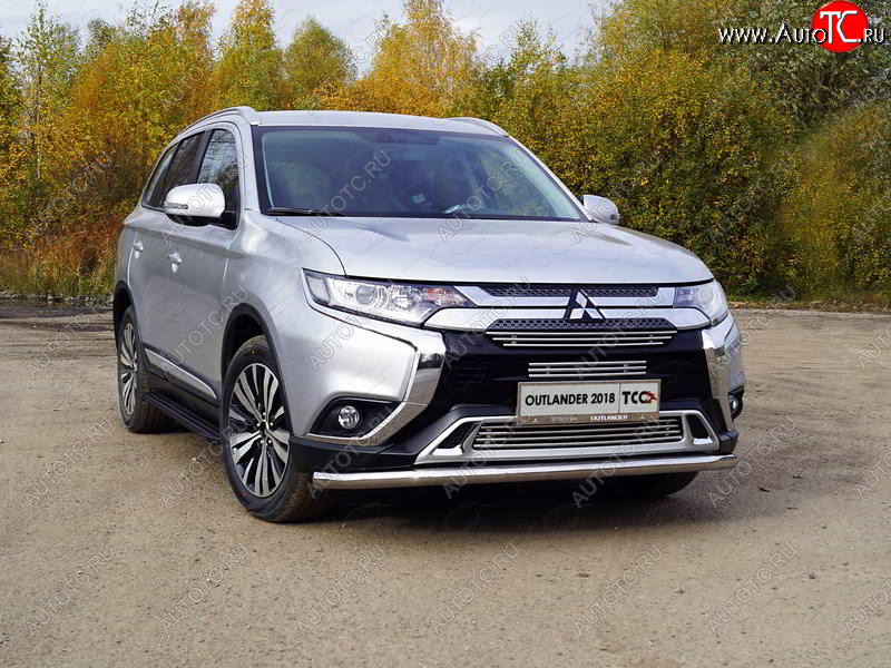 22 999 р. Защита передняя нижняя длинная 60,3 мм ТСС Тюнинг Mitsubishi Outlander GF 3-ий рестайлинг (2018-2022) (нержавейка)  с доставкой в г. Королёв