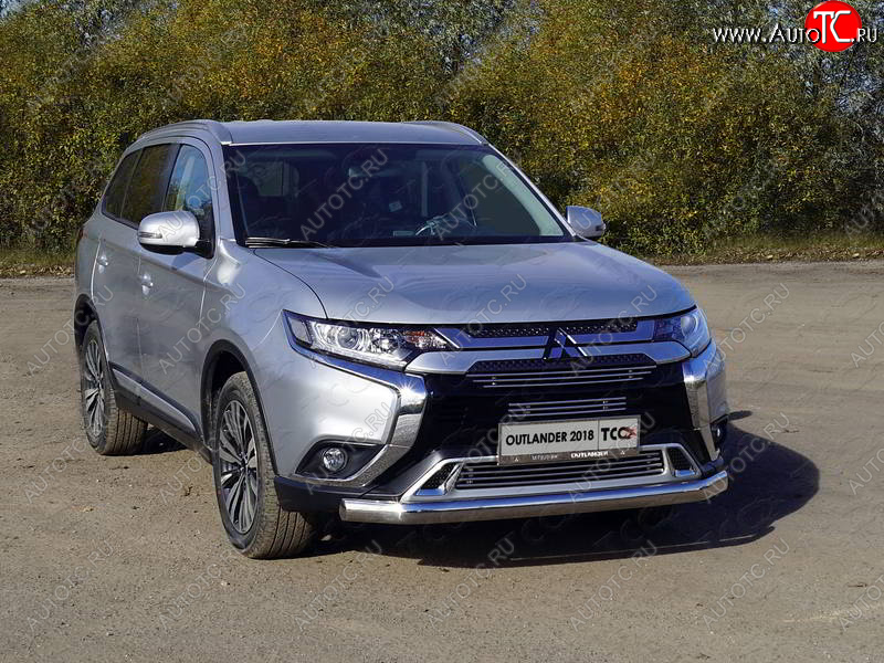 23 599 р. Защита переднего бампера нижняя овальная 75*42 мм ТСС Тюнинг Mitsubishi Outlander GF 3-ий рестайлинг (2018-2022) (нержавейка)  с доставкой в г. Королёв