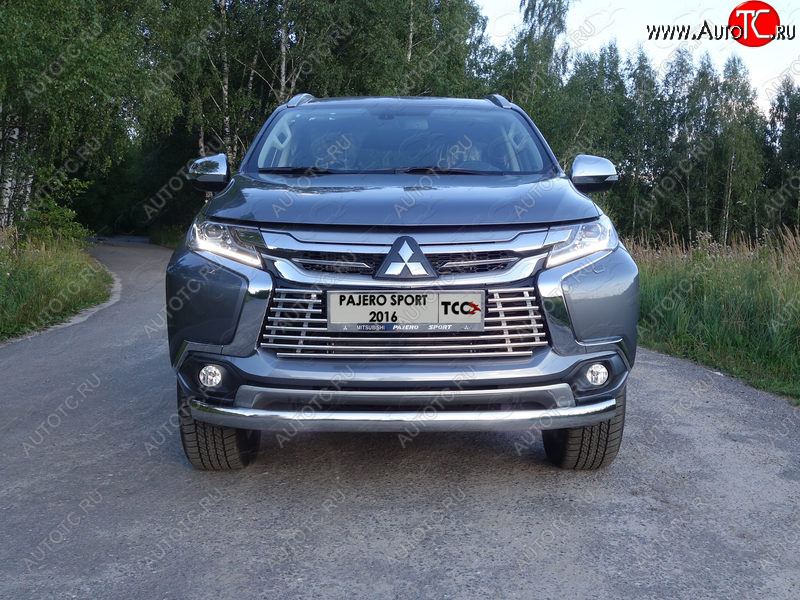 21 899 р. Защита переднего бампера нижняя овальная 75*42 мм ТСС Тюнинг  Mitsubishi Pajero Sport  PB (2013-2017) рестайлинг (нержавейка)  с доставкой в г. Королёв