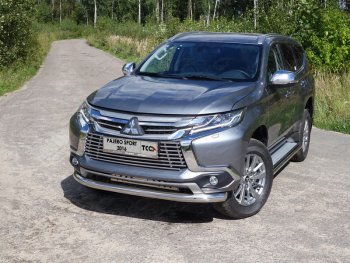 Защита переднего бампера нижняя d76,1 мм ТСС Тюнинг Mitsubishi Pajero Sport QE дорестайлинг (2015-2021) ()