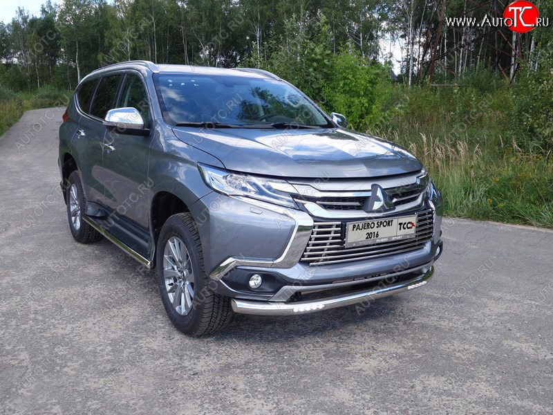 38 949 р. Защита переднего бампера нижняя с ДХО 76,1 мм ТСС Тюнинг  Mitsubishi Pajero Sport  QE (2015-2021) дорестайлинг (нержавейка)  с доставкой в г. Королёв