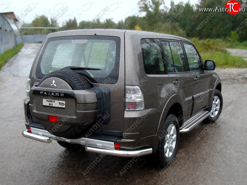 22 599 р. Защита задняя (уголки, нержавейка 76,1 мм) ТСС Тюнинг  Mitsubishi Pajero  4 V80 (2011-2014) 3 дв. 1-ый рестайлинг  с доставкой в г. Королёв