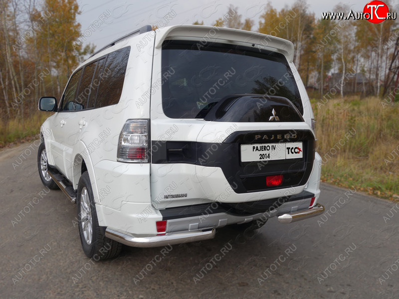 22 599 р. Защита задняя (уголки, нержавейка 76,1 мм) ТСС Тюнинг  Mitsubishi Pajero  4 V90 (2014-2020) 2-ой рестайлинг  с доставкой в г. Королёв