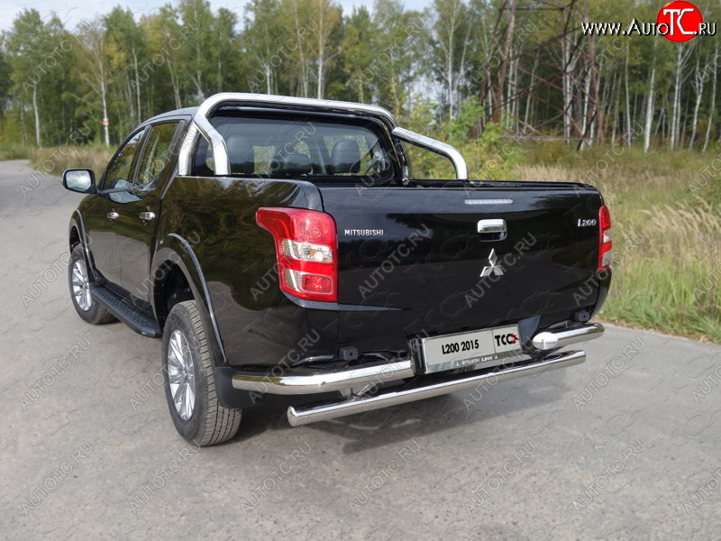 26 699 р. Защита задняя (уголки, нержавейка 76,1 мм) ТСС Тюнинг  Mitsubishi Pajero Sport  PB (2013-2017) рестайлинг  с доставкой в г. Королёв