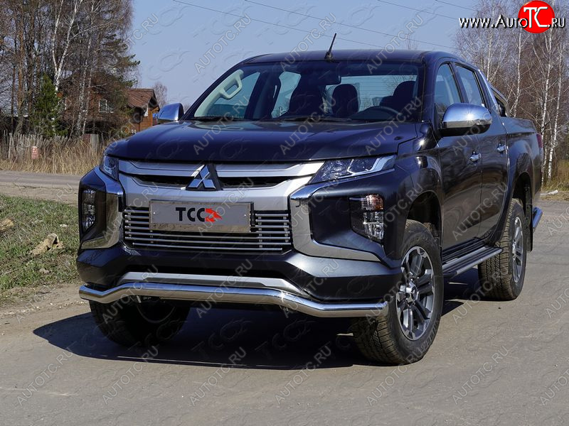 23 999 р. Защита переднего бампера волна d76,1 мм ТСС Тюнинг  Mitsubishi L200  5 KK,KL (2018-2022) рестайлинг (нержавейка)  с доставкой в г. Королёв