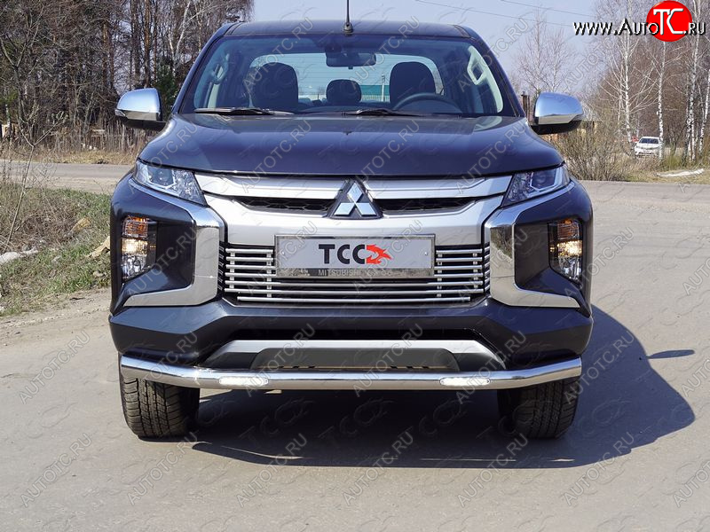 34 899 р. Защита переднего бампера нижняя с ДХО 76,1 мм ТСС Тюнинг  Mitsubishi L200  5 KK,KL (2018-2022) рестайлинг (нержавейка)  с доставкой в г. Королёв