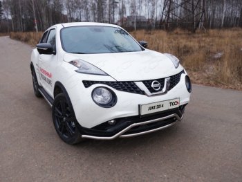 Защита переднего бампера кенгурин с вставкой 42,4 мм ТСС Тюнинг Nissan Juke 1 YF15 рестайлинг (2014-2020)  (нержавейка)