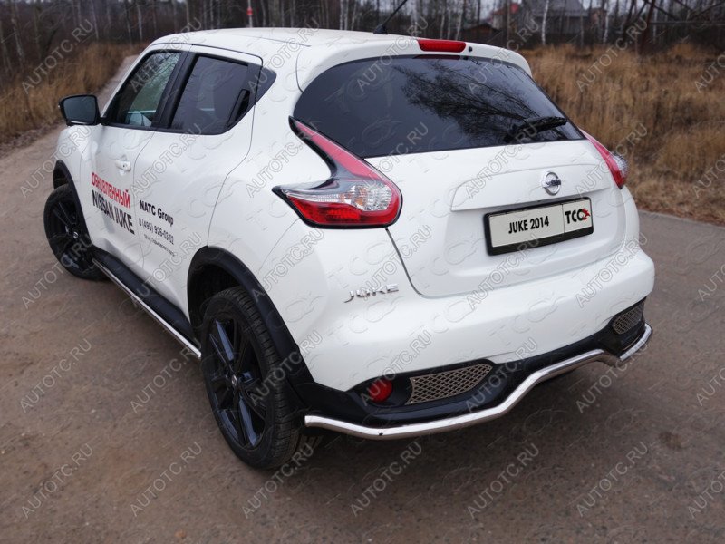 18 699 р. Защита заднего бампера d 42,4 мм ТСС Тюнинг  Nissan Juke  1 YF15 (2014-2020) рестайлинг (нержавейка)  с доставкой в г. Королёв