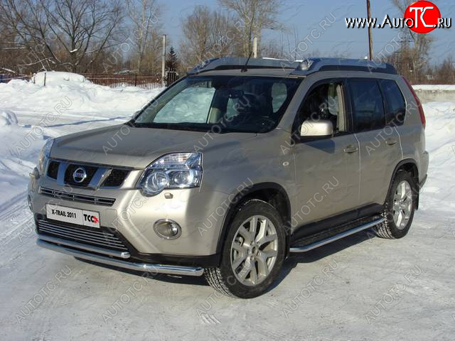 20 999 р. Защита переднего бампера нижняя d60,3*42,4 мм ТСС Тюнинг  Nissan X-trail  2 T31 (2010-2015) рестайлинг (нержавейка)  с доставкой в г. Королёв