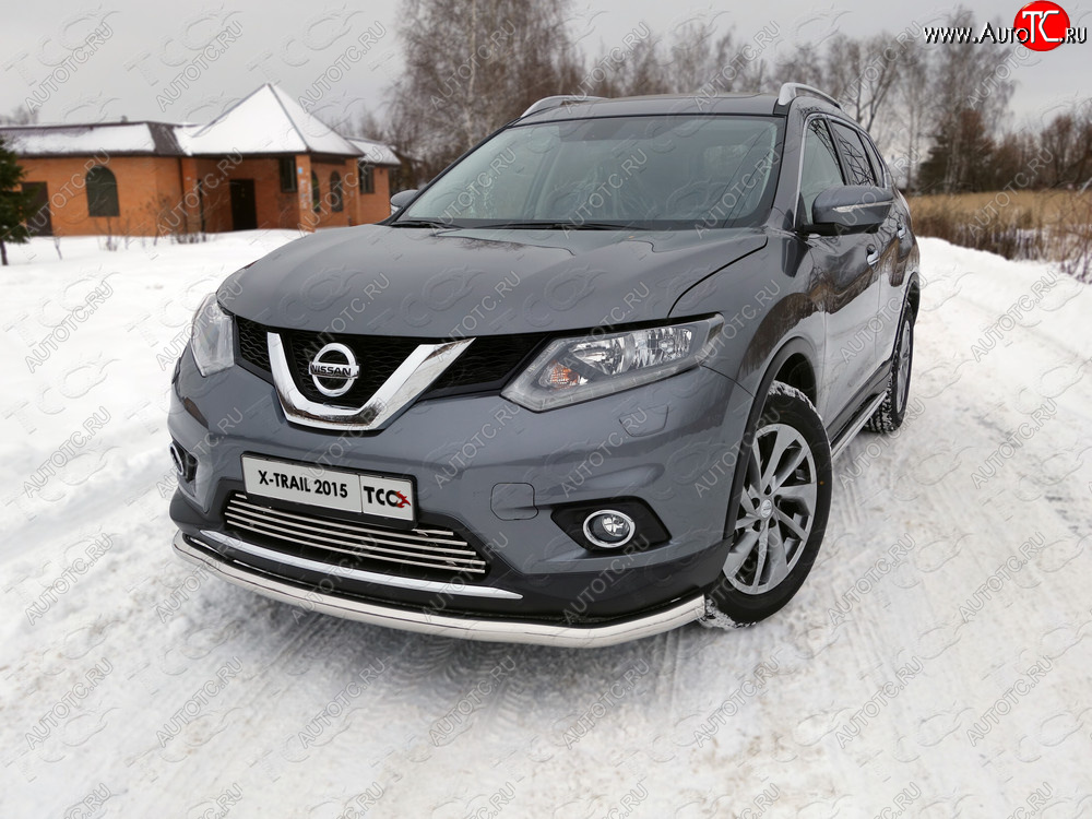 21 799 р. Защита передняя нижняя длинная 60,3 мм ТСС Тюнинг Nissan X-trail 3 T32 дорестайлинг (2013-2018) (нержавейка)  с доставкой в г. Королёв