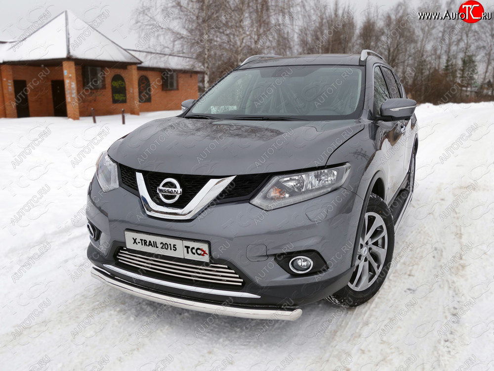 15 549 р. Защита передняя нижняя короткая 60,3 мм ТСС Тюнинг Nissan X-trail 3 T32 дорестайлинг (2013-2018) (нержавейка)  с доставкой в г. Королёв