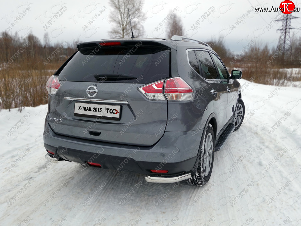 17 999 р. Защита заднего бампера (уголки, d60,3 мм) TCC  Nissan X-trail  3 T32 (2013-2018) дорестайлинг  с доставкой в г. Королёв