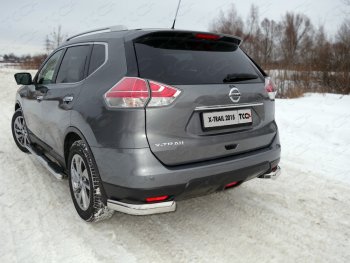 Защита задняя (уголки овальные, нержавейка 75х42 мм) ТСС Тюнинг Nissan (Нисан) X-trail (Х-трейл)  3 T32 (2013-2018) 3 T32 дорестайлинг  (уголки овальные)