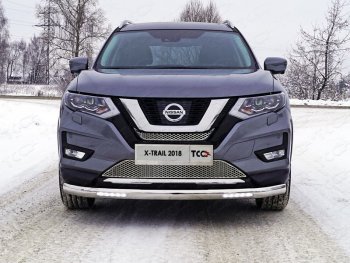 Защита передняя нижняя овальная с ДХО 75х42 мм ТСС Тюнинг Nissan X-trail 3 T32 рестайлинг (2017-2022)  (нержавейка)