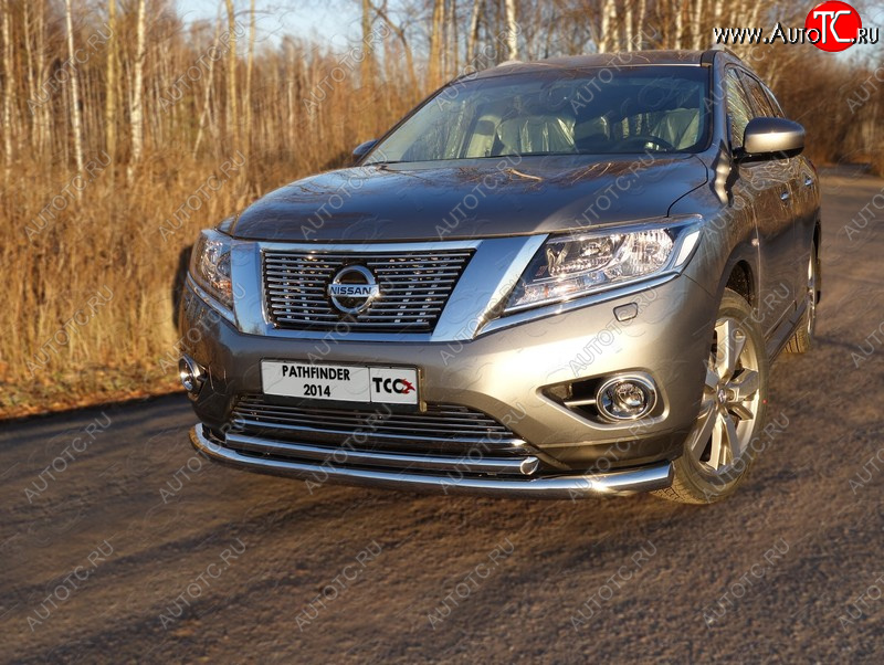 29 999 р.  Защита передняя нижняя двойная 76,1*50,8 мм Тюнинг  Nissan Pathfinder  R52 (2012-2017) дорестайлинг (нержавейка)  с доставкой в г. Королёв