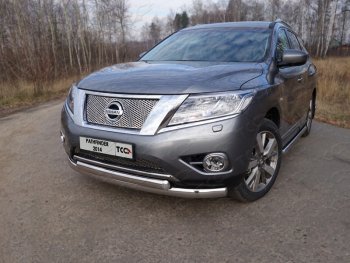 Защита передняя нижняя овальная двойная 75х75 мм ТСС Тюнинг Nissan Pathfinder R52 дорестайлинг (2012-2017) ()