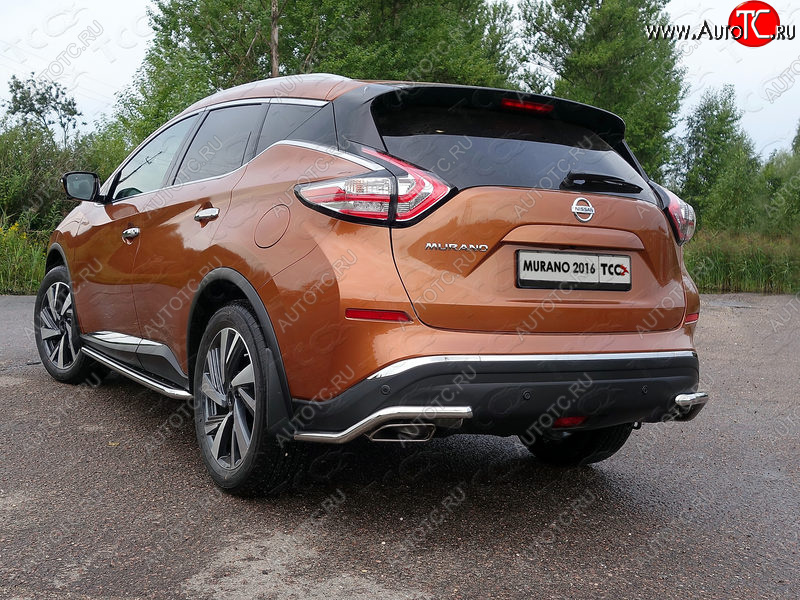 15 549 р. Защита заднего бампера (уголки, d42,4 мм) TCC Nissan Murano 3 Z52 дорестайлинг (2015-2022)  с доставкой в г. Королёв