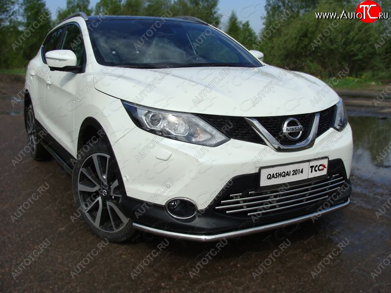 15 549 р. Защита переднего бампера нижняя 42,4 мм ТСС Тюнинг  Nissan Qashqai  2 (2013-2019) J11 дорестайлинг (нержавейка)  с доставкой в г. Королёв