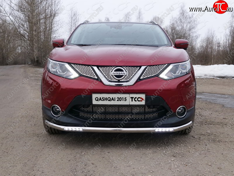 38 949 р. Защита переднего бампера нижняя с ДХО 60,3 мм ТСС Тюнинг  Nissan Qashqai  2 (2013-2019) J11 дорестайлинг (нержавейка)  с доставкой в г. Королёв