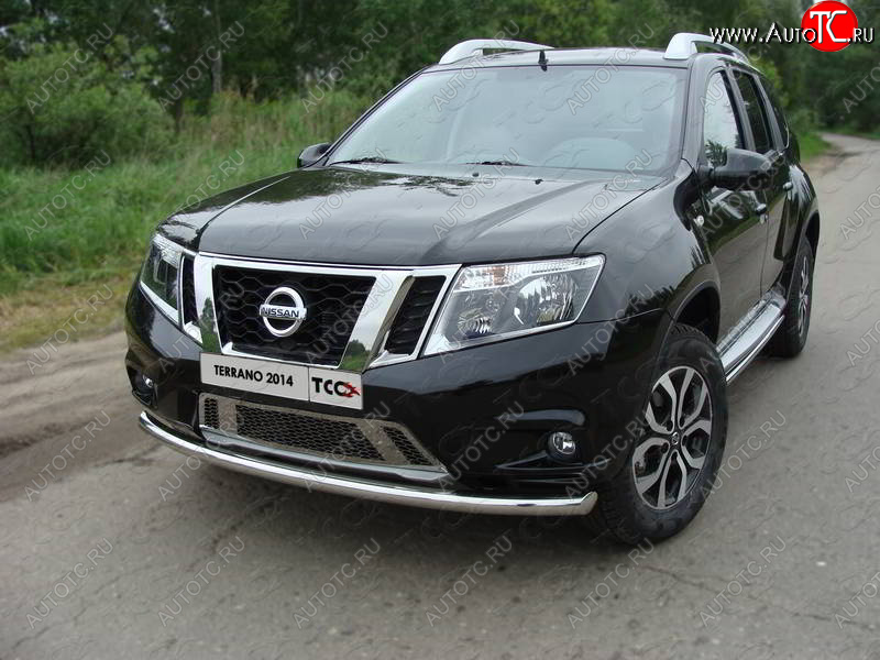 16 549 р. Защита переднего бампера нижняя d60,3 мм ТСС Тюнинг  Nissan Terrano  D10 (2013-2016) дорестайлинг (нержавейка)  с доставкой в г. Королёв