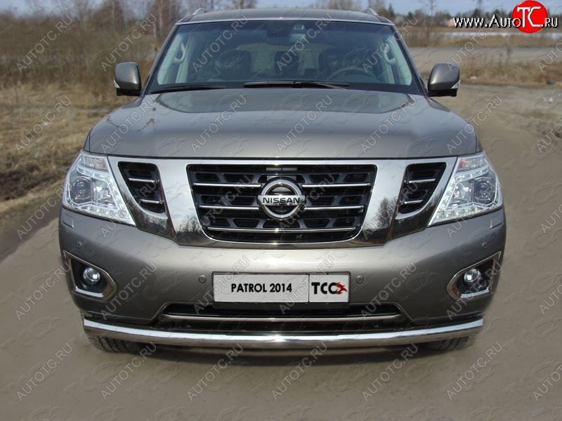 30 999 р. Защита переднего бампера нижняя 76,1 мм ТСС тюнинг Nissan Patrol 6 Y62 рестайлинг (2014-2017) (нержавейка)  с доставкой в г. Королёв