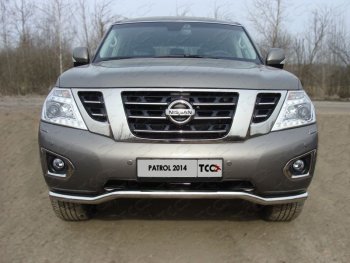 Защита переднего бампера кенгурин 60,3 мм ТСС Тюнинг Nissan Patrol 6 Y62 рестайлинг (2014-2017)  (нержавейка)