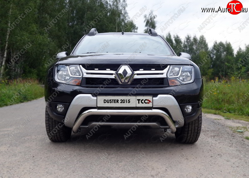 16 549 р. Защита переднего бампера кенгурин 60,3 мм ТСС Тюнинг Renault Duster HS рестайлинг (2015-2021) (нержавейка)  с доставкой в г. Королёв