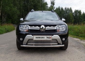 Защита переднего бампера нижняя двойная 60,3*42,4 мм ТСС Тюнинг Renault Duster HS рестайлинг (2015-2021)  (нержавейка)