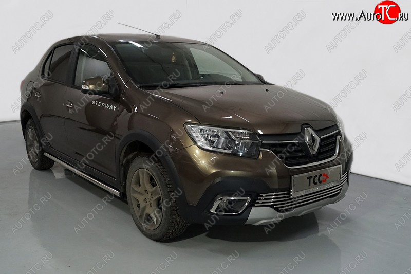 20 749 р. Защита порогов труба d42,4 мм ТСС Тюнинг  Renault Logan Stepway (2018-2025) (серые)  с доставкой в г. Королёв