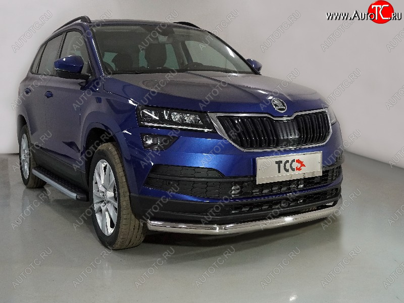 18 399 р. Защита переднего бампера нижняя d60,3 мм ТСС Тюнинг  Skoda Karoq  NU7 (2020-2025) рестайлинг (нержавейка)  с доставкой в г. Королёв