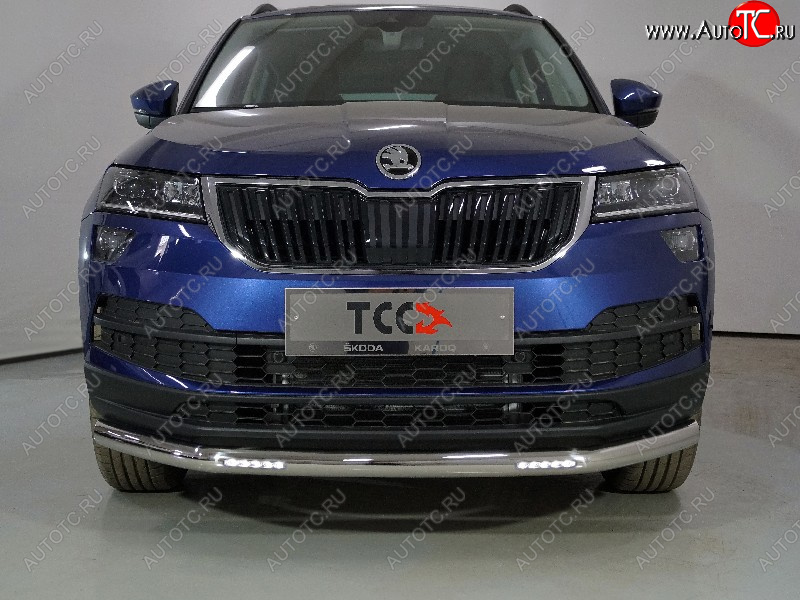 36 849 р. Защита переднего бампера нижняя с ДХО 60,3 мм ТСС Тюнинг  Skoda Karoq  NU7 (2020-2025) рестайлинг (нержавейка)  с доставкой в г. Королёв