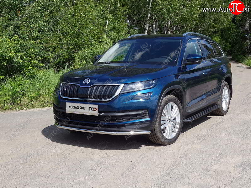 16 899 р. Защита переднего бампера нижняя d42,4 мм ТСС Тюнинг Skoda Kodiaq NU7 дорестайлинг (2017-2021) (нержавейка)  с доставкой в г. Королёв