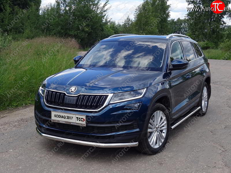 18 699 р. Защита переднего бампера нижняя d60,3 мм ТСС Тюнинг Skoda Kodiaq NU7 дорестайлинг (2017-2021) (нержавейка)  с доставкой в г. Королёв